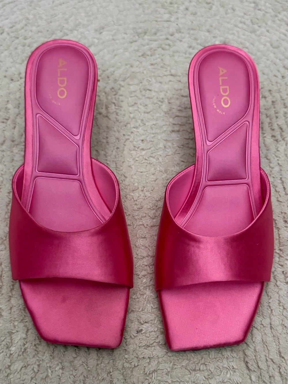 Aldo Satin Bubblegum Pink Slide Heels